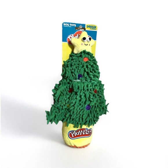 Hasbro Play-Doh Christmas Tree Dog Toy with Squeaky Plush Festive Pet Toy Green - Picture 5 of 9